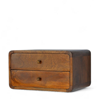 Mid-Century Floating Nightstand Curved Chestnut - wood grain close up
