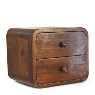 Mid-Century Floating Nightstand Curved Chestnut - wood grain close up