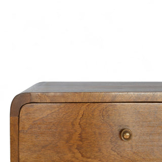 Mid-Century Floating Nightstand Curved Chestnut - lifestyle bedroom