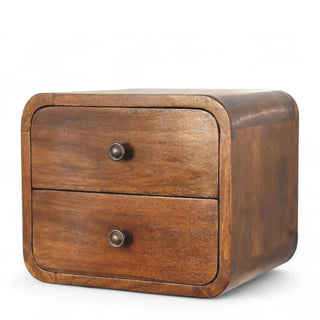 Mid-Century Floating Nightstand Curved Chestnut - lifestyle bedroom
