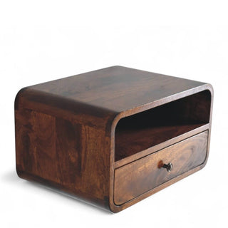 Mid-Century Floating Nightstand Large Curved Chestnut - lifestyle bedroom