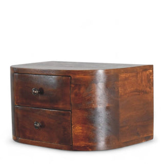 Mid-Century Floating Nightstand Lunar 2-Drawer Design - drawer open detail