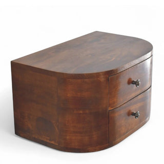 Mid-Century Floating Nightstand Lunar 2-Drawer Design - wood grain close up