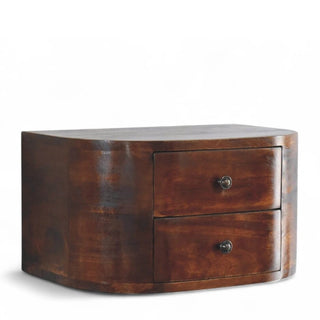 Mid-Century Floating Nightstand Lunar 2-Drawer Design - rear wall bracket