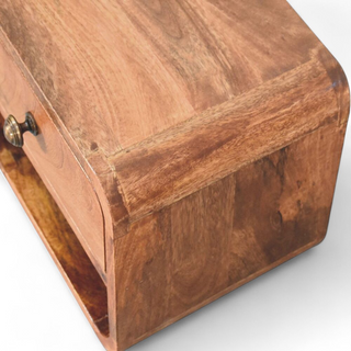 Mid-Century Floating Nightstand Mini Honey Caramel - wood grain close up