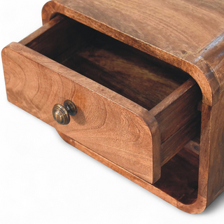 Mid-Century Floating Nightstand Mini Honey Caramel - side angle view