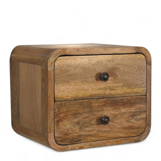 Mid-Century Floating Nightstand Mini Oak-Ish Curved - wood grain close up
