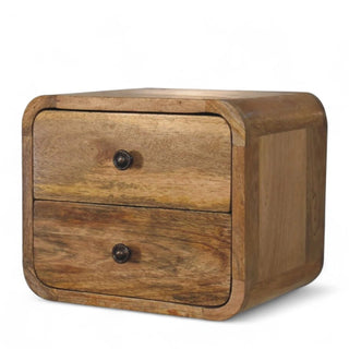Mid-Century Floating Nightstand Mini Oak-Ish Curved - lifestyle bedroom