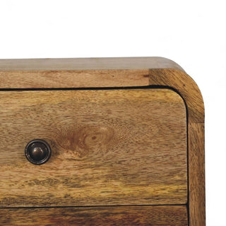 Mid-Century Floating Nightstand Mini Oak-Ish Curved - dimensions scale