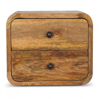 Mid-Century Floating Nightstand Mini Oak-Ish Curved - front view