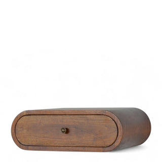 Mid-Century Floating Nightstand Round Chestnut Design - lifestyle bedroom