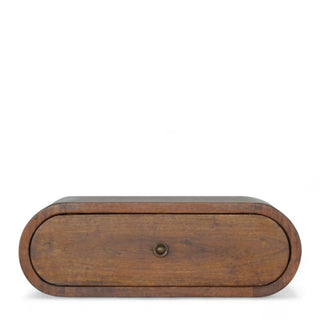 Mid-Century Floating Nightstand Round Chestnut Design - front view