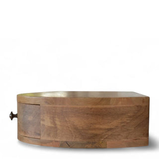 Mid-Century Floating Nightstand Rounded Oak-Ish - drawer open detail