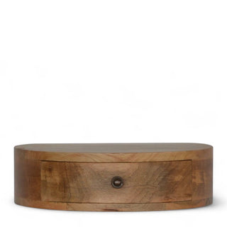 Mid-Century Floating Nightstand Rounded Oak-Ish - front view