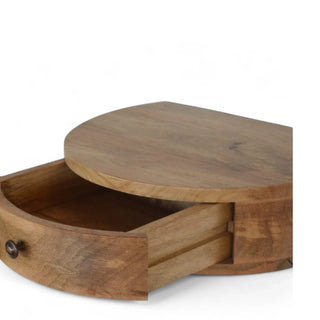 Mid-Century Floating Nightstand Rounded Oak-Ish - side angle view