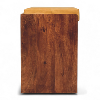 Rear angle view of Mid-Century Modern Bench with Shoe Storage | Buffalo Hide