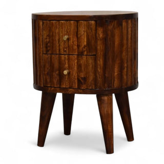 Mid-Century Modern Chestnut 2-Drawer Nightstand - wood grain close up