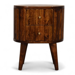 Mid-Century Modern Chestnut 2-Drawer Nightstand - front view