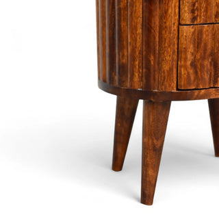 Mid-Century Modern Chestnut 2-Drawer Nightstand - rear profile view