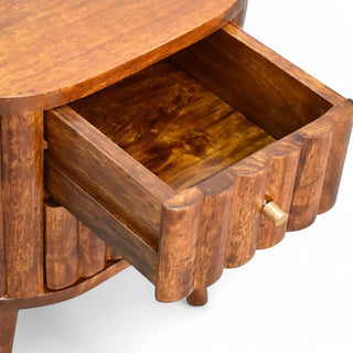 Mid-Century Modern Chestnut 2-Drawer Nightstand - side angle view