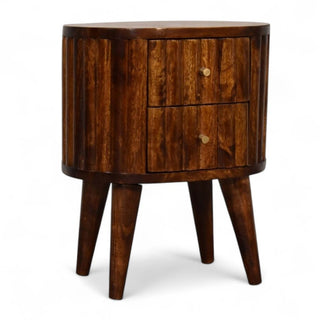 Mid-Century Modern Chestnut 2-Drawer Nightstand - top surface view