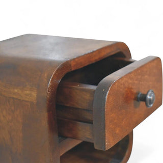 Mid-Century Modern Chestnut Floating Nightstand Mini Open Slot - side angle view