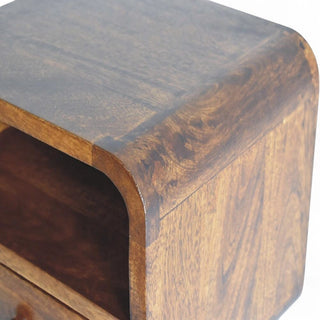 Mid-Century Modern Chestnut Floating Nightstand with Open Slot - floating installation