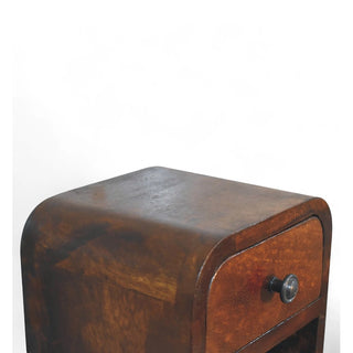Mid-Century Modern Chestnut Floating Nightstand Mini Open Slot - drawer open detail