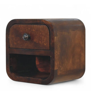 Mid-Century Modern Chestnut Floating Nightstand Mini Open Slot - lifestyle bedroom
