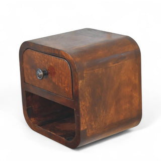 Mid-Century Modern Chestnut Floating Nightstand Mini Open Slot - dimensions scale