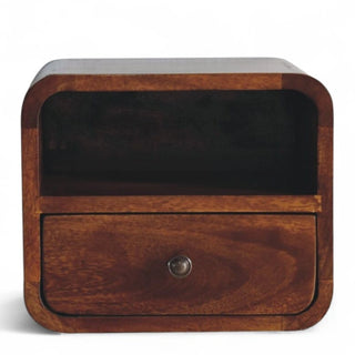 Mid-Century Modern Chestnut Floating Nightstand with Open Slot - front view
