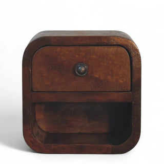 Mid-Century Modern Chestnut Floating Nightstand Mini Open Slot - front view