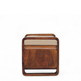 Back view of Mid-Century Modern Chestnut Solid Wood Loop Bench with solid wood chestnut
