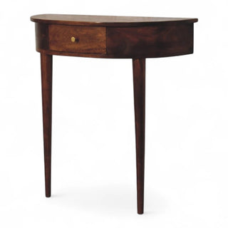Mid-Century Modern Chestnut Wall-Mounted Console Table - wood grain close up