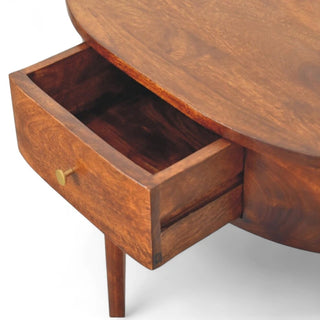 Mid-Century Modern Chestnut Wall-Mounted Console Table - side angle view