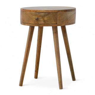 Mid-Century Modern Circular Solid Wood Side Table - dimensions scale