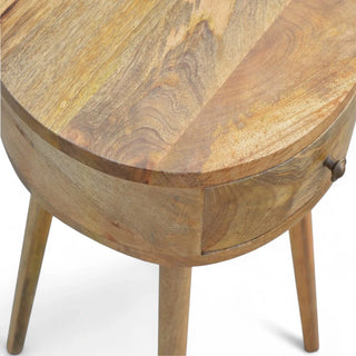 Mid-Century Modern Circular Solid Wood Side Table - product white background