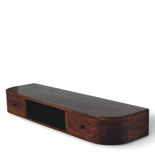 Mid-Century Modern Console Table 2-Drawer Floating - top surface view