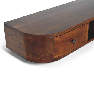 Mid-Century Modern Console Table 2-Drawer Floating - drawer open detail