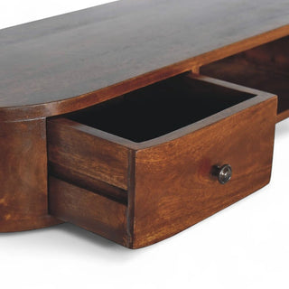 Mid-Century Modern Console Table 2-Drawer Floating - side angle view
