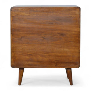 Mid-Century Modern Curved Solid Wood 3-Drawer Chest - lifestyle living room