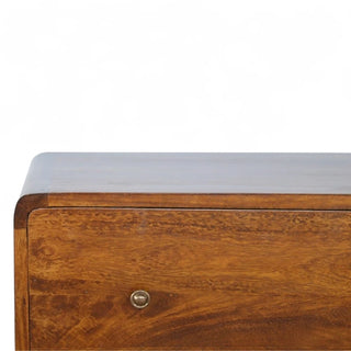 Mid-Century Modern Curved Solid Wood 3-Drawer Chest - door handle detail