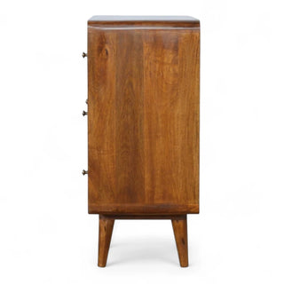 Mid-Century Modern Curved Solid Wood 3-Drawer Chest - leg detail close up