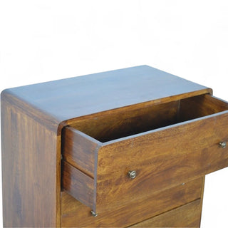 Mid-Century Modern Curved Solid Wood 3-Drawer Chest - side angle view