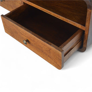 Mid-Century Modern Floating Console Table 2-Drawer Storage - side angle view