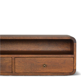 Mid-Century Modern Floating Console Table 2-Drawer Storage - lifestyle hallway