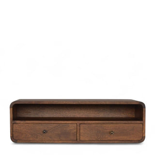 Mid-Century Modern Floating Console Table 2-Drawer Storage - front view