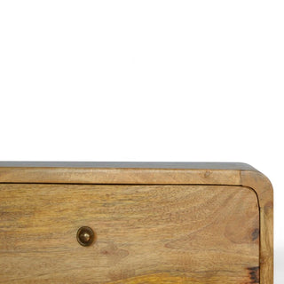 Mid-Century Modern Floating Nightstand Oak-Ish 2-Drawer - top surface view
