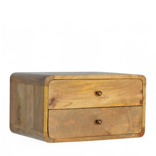 Mid-Century Modern Floating Nightstand Oak-Ish 2-Drawer - dimensions scale