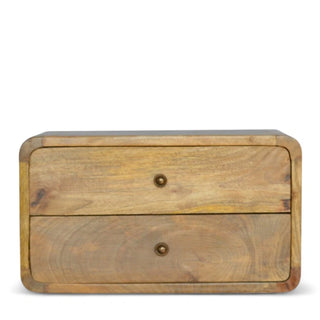 Mid-Century Modern Floating Nightstand Oak-Ish 2-Drawer - front view